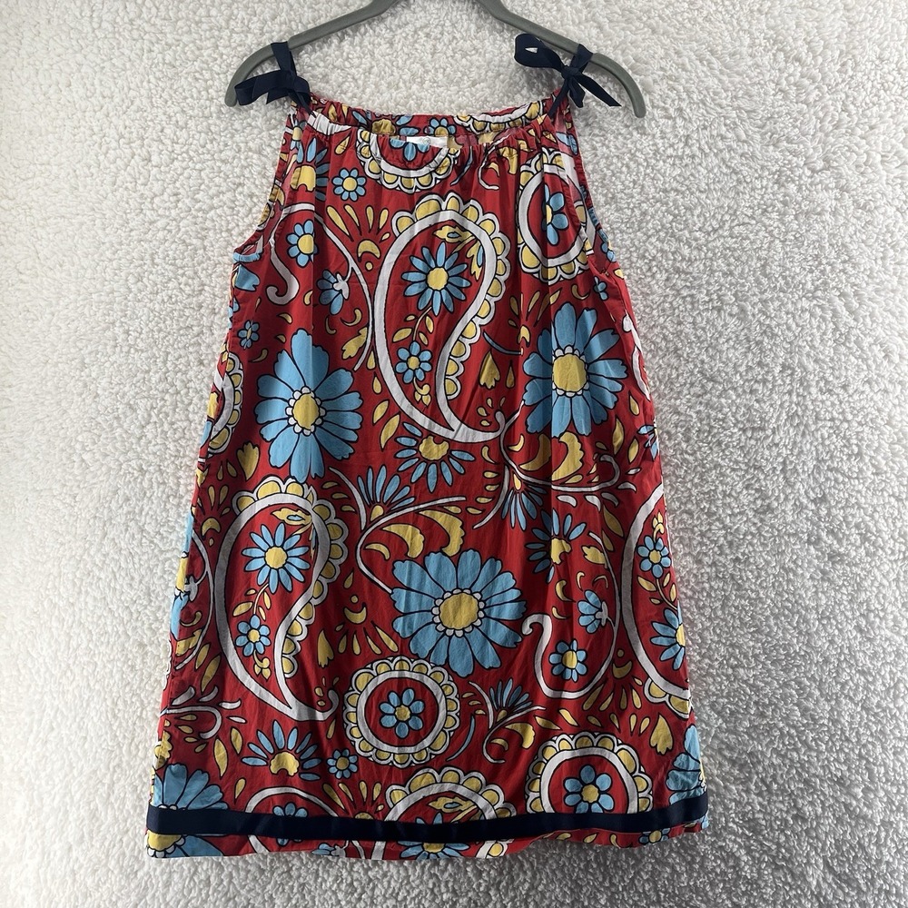 Hanna Andersson‎ Girl's Pillowcase Dress Size 12 Red Floral Paisley Cotton 150